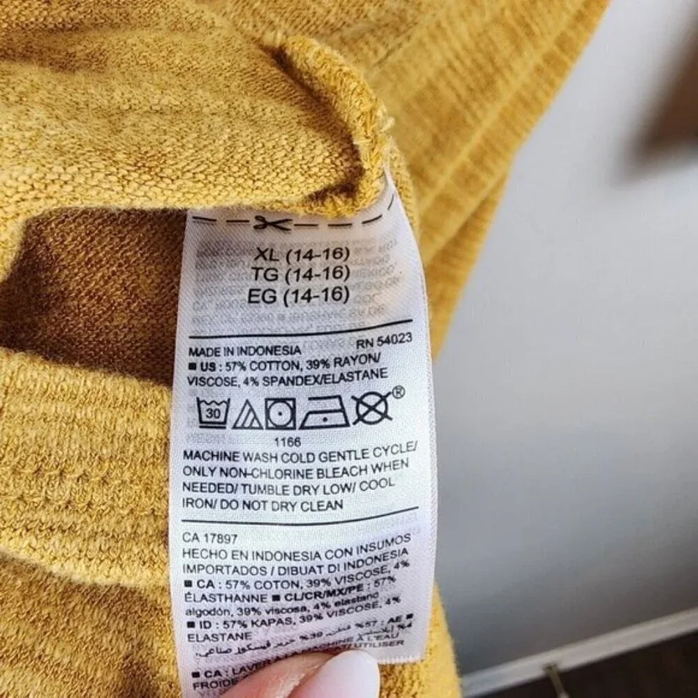 Old Navy long sleeve dress size XL 14-16 teen girls Mustard color fall